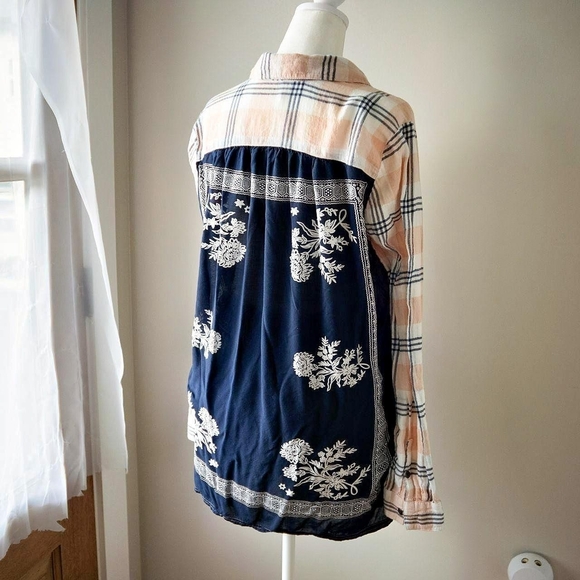 Free People Pink and Black Plaid Button-Down Shirt - Picture 4 of 7